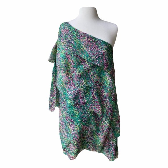 BCBGMaxAzria One Shoulder Tiered Mini Silk Dress - Picture 10 of 10